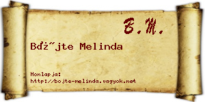 Böjte Melinda névjegykártya