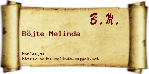 Böjte Melinda névjegykártya